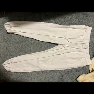 Womens white linen ankle pants